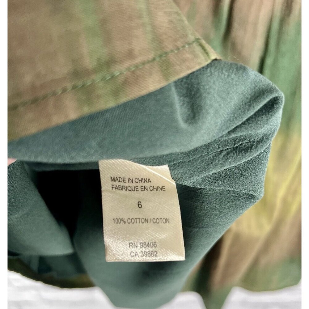 THEORY Women's Green Subtle Tie Dye Pleated A-Line Belted Wrap Skirt Size 6 - Picture 4 of 6